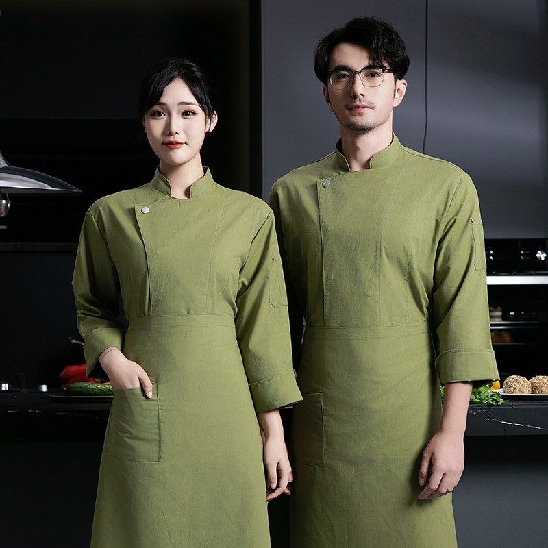 厨师工作服透气长袖春秋餐饮酒店服G装定制女士厨房面点烘培食堂