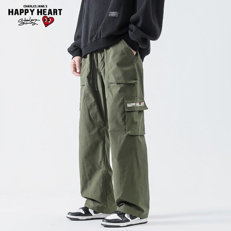 查尔斯桃心 美式机能风松紧带y字母工装多口袋休闲长裤男直筒宽松,男装,休闲裤,淘宝优惠券,粉丝福利购,淘宝优惠卷