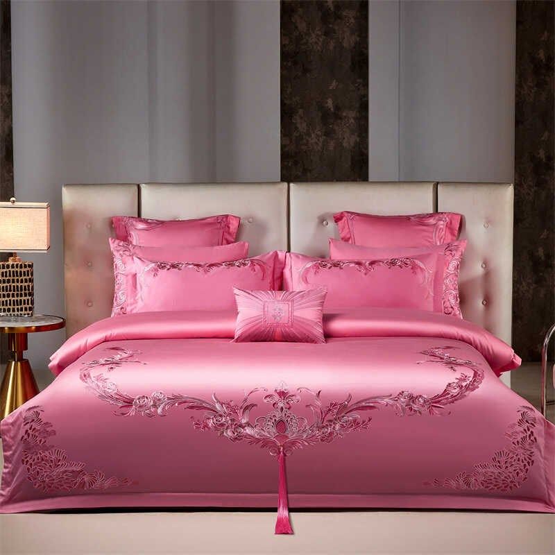 婚庆四件套粉色全棉刺绣r新婚六八十件套结婚喜庆套件婚嫁床上用,床上用品,婚庆床品套件,淘宝优惠券,粉丝福利购,淘宝优惠卷