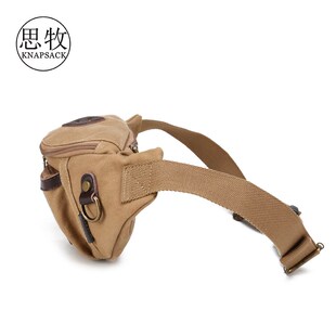 手机腰包帆布大容量潮流休闲耐磨K胸包单肩斜挎收钱工具 思牧男士