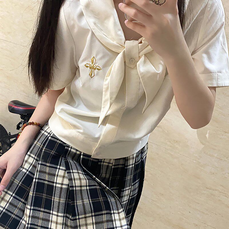 【小兔乖乖】校供可爱t兔耳衬衫短款宽松jk制服狗皮皮