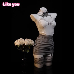 Like qqny包臀裙聚拢内衣 You性感秘书制服纯欲蕾丝花边连体衣套装