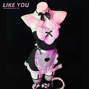 qqny内衣蕾丝性感睡衣女仆制服 纯欲风吊带睡裙套装 Like You小胸款