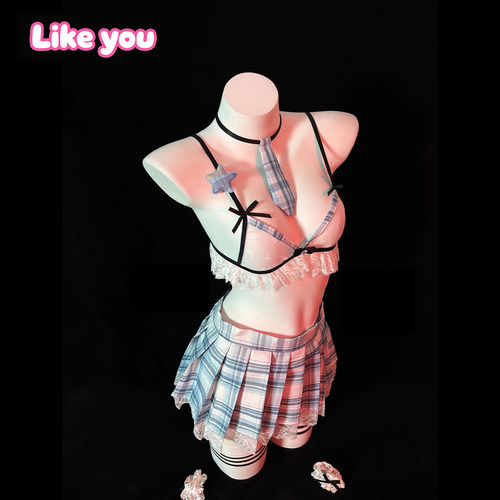 Like You日系JK制服扮演三点式百褶裙激情火辣诱惑套装qqny性感女