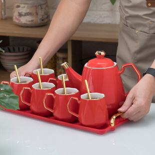 客厅杯具喜庆茶壶茶具茶杯家用杯子礼盒套装 结婚水杯套装