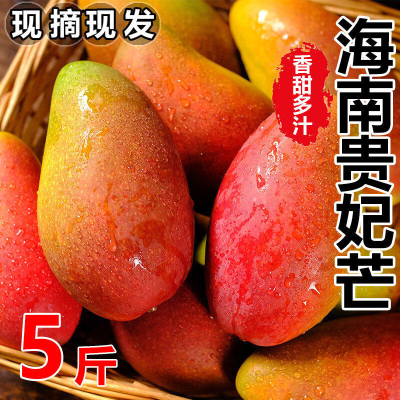 海南贵妃芒新鲜芒果应当季水果树上熟红金玉青辣椒芒现摘大果整箱