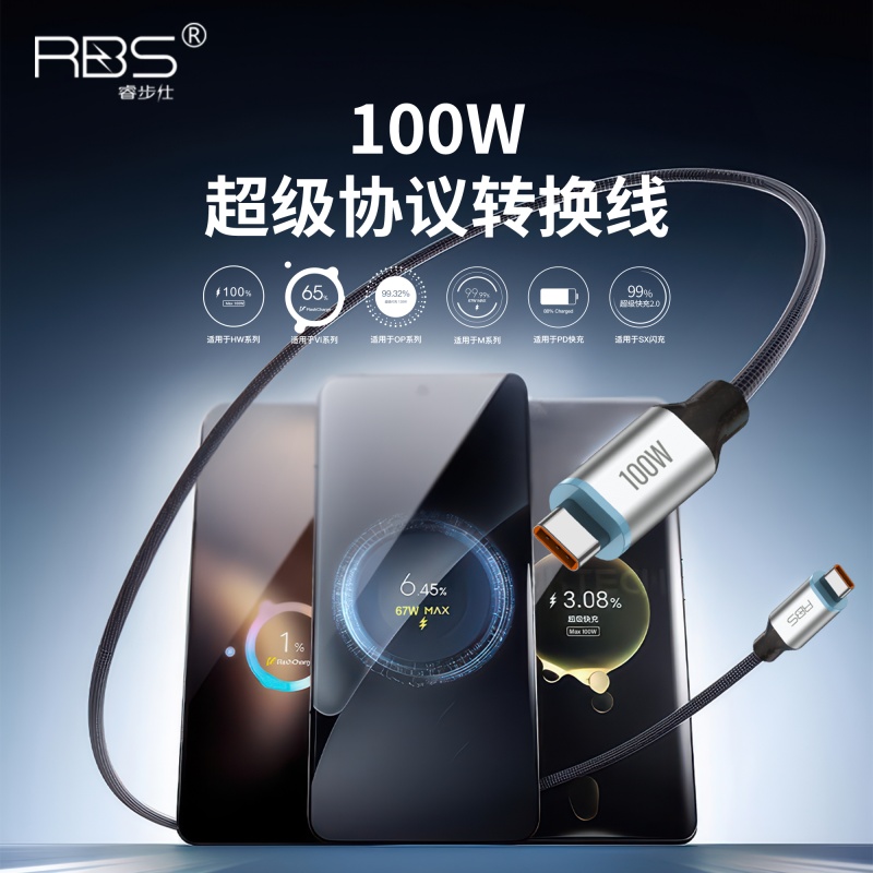睿步仕1.8米140W双C协议转换线