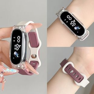 透明LED智能腕表学生高颜值时尚 简约只能看时间夜光防水运动手表