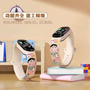 新款卡通动漫印花LED爱心彩灯手环表学生只看时间个性电子手表