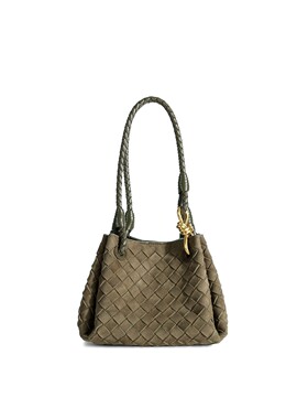 【亚楠】胎牛反绒手工编织降落伞单肩包 10187 绿色