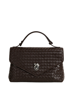 手工羊皮编织翻盖腋下包 10063