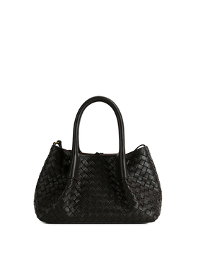 【亚楠】羊皮手工编织中古画艺包手提大托特包  10071小号黑色