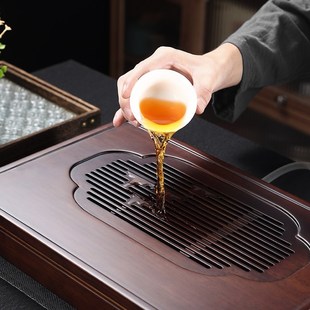 家用小型干泡茶台整块排水茶海高端办公室功夫茶具 茶盘实木电木款