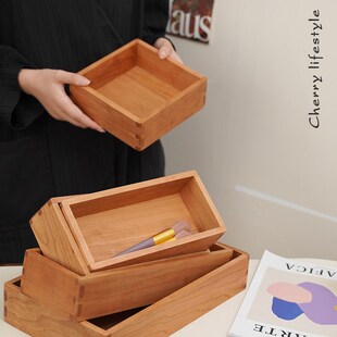 樱桃木卧室床头柜梳妆台零食点心坚果盘首饰置物玄关钥匙收纳托盘