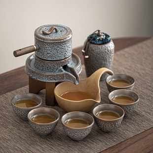家用客厅办公会客功夫茶杯懒人泡茶神器 防烫石磨自动茶具套装