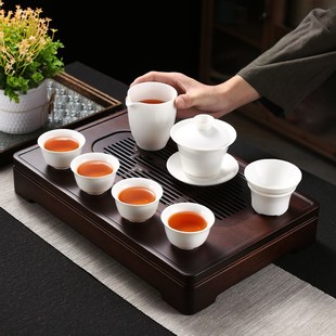 家用小型干泡茶台整块高端办公室功夫茶具排水茶海 茶盘实木电木款