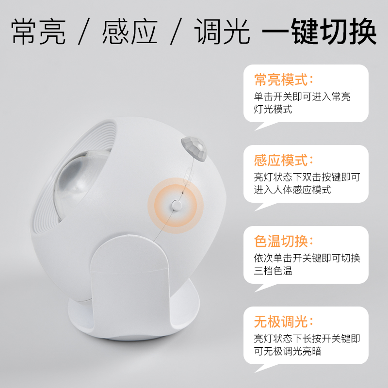 无线充电射灯免接线免打孔家用装饰画免布线壁灯人体感应气氛灯