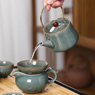 2个可养开片哥窑茶杯禅翼纹功夫茶杯家用单杯主人陶瓷杯纯色