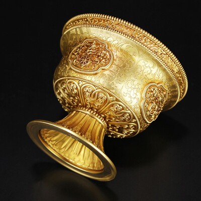 藏密坊 慧宝八吉祥供水碗D款纯铜供水杯佛前七支供铜碗佛堂摆件