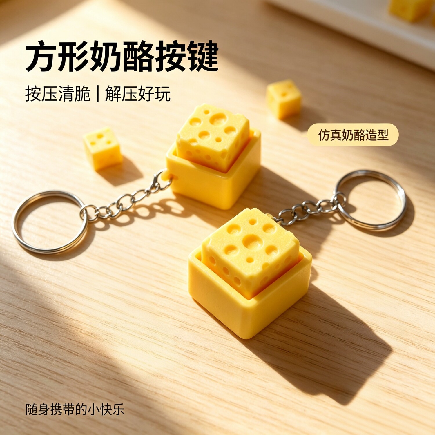 奶酪解压按键玩具钥匙扣挂件