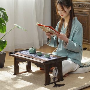 榻榻米 家用飘窗小茶几实木矮桌子书桌炕桌古风桌子桌子折叠日式