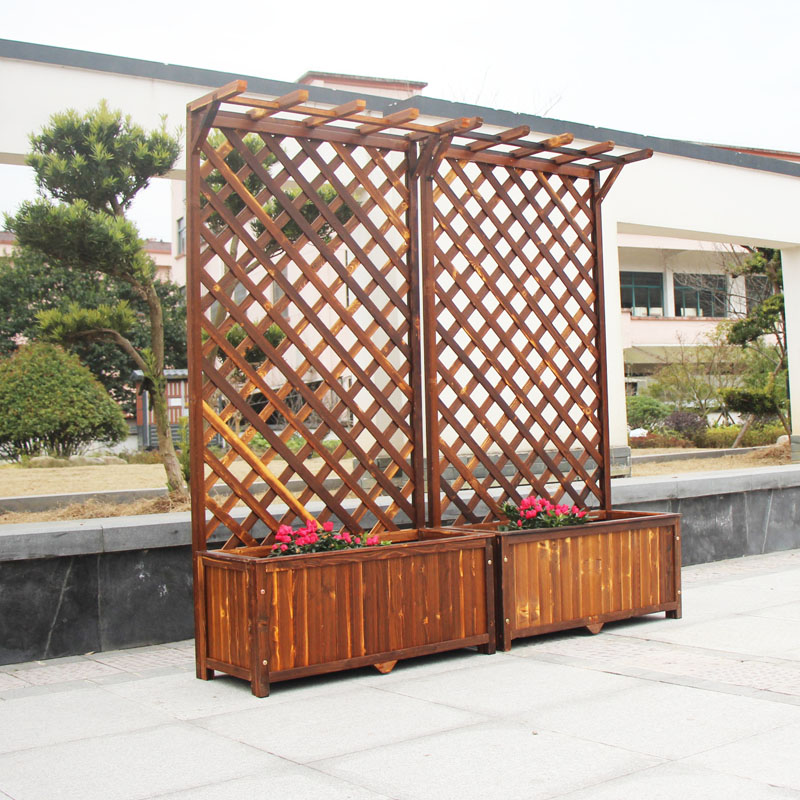 防腐木花架子实木栅栏围栏阳台庭院户外花箱花盆架网格装饰爬藤架