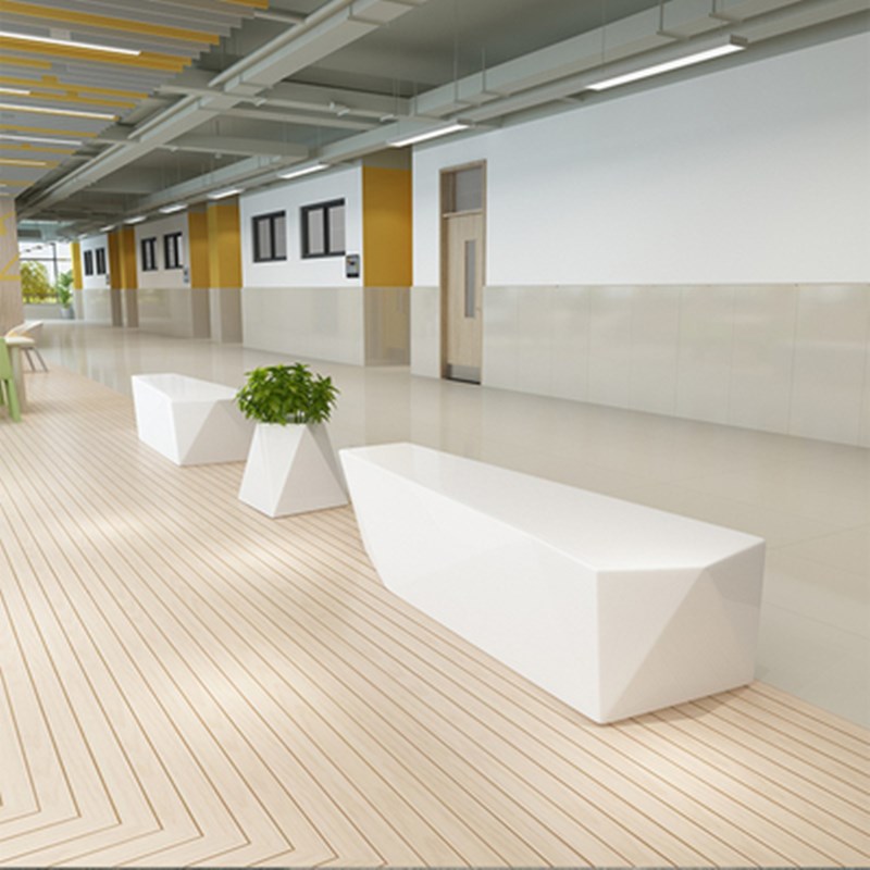 玻璃钢座椅定制树池公共区休息椅等候椅菱形切面花盆长条椅公园椅