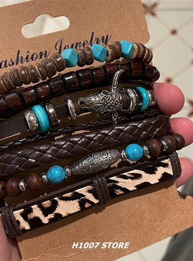 古着废土风男手链波西米亚民族风女手绳小众款情侣款叠戴手串手饰