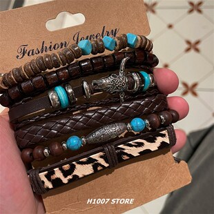 古着废土风男手链波西米亚民族风女手绳小众款情侣款叠戴手串手饰