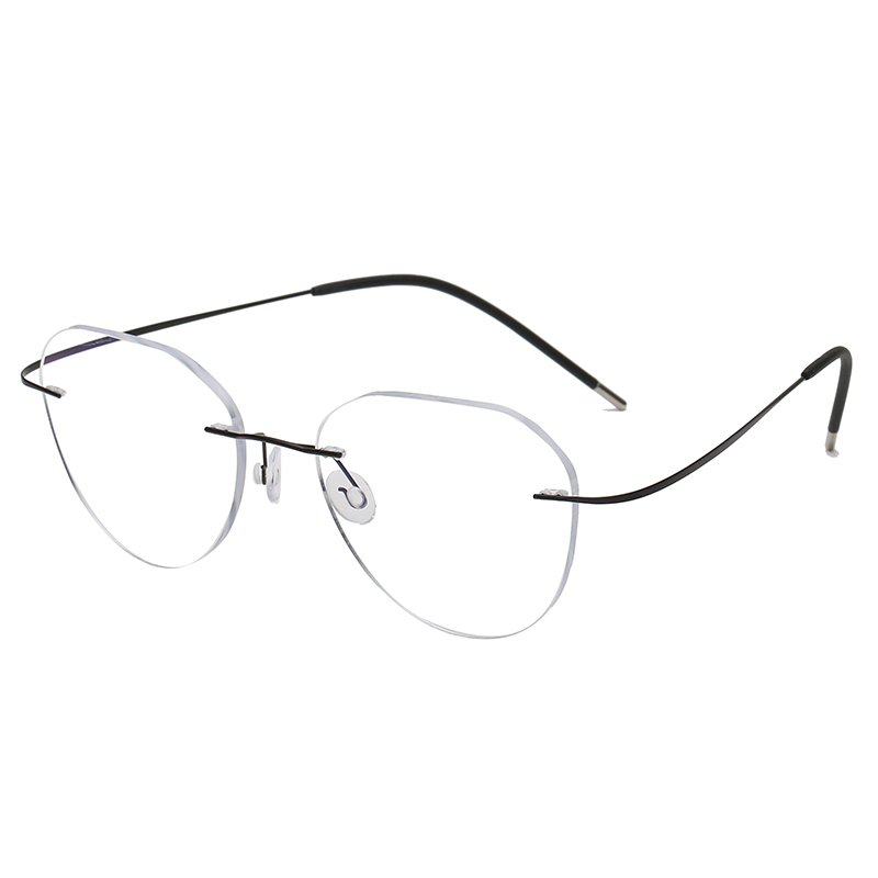 纯钛无框眼镜圆近视眼镜框眼镜架多边形圆复古半圆文艺超轻男女款