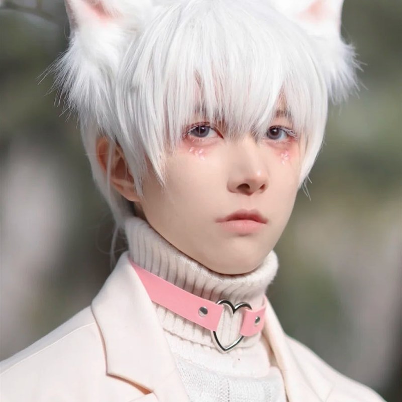 白色假发男短发全头套式日系少年感男生光遇cos基佬万用整顶发套