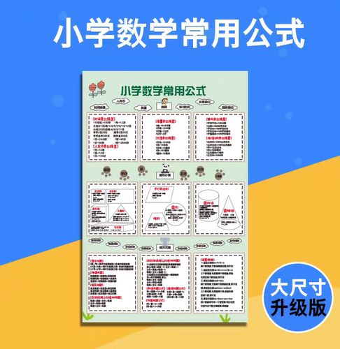 小学数学常用公式挂图孩子学习单位换算面积计算公式挂图品质MZ1