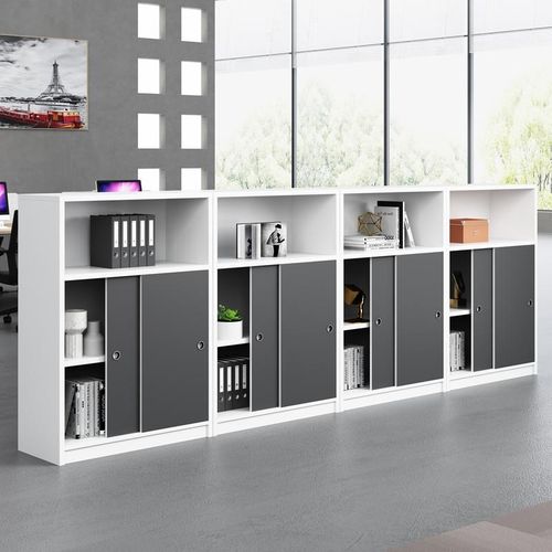 文件柜矮柜木质资料档案柜带密码锁办公室家具移动门茶水柜置物柜