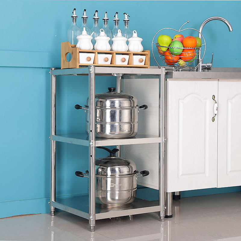 夹缝35宽40不锈钢厨房置物架4落地收纳多层方形放锅架3家用货架子