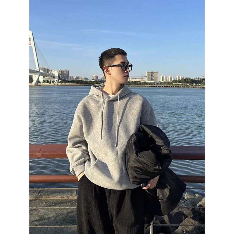 美式潮牌重磅卫衣男款秋冬季宽松连帽衫情侣装衣服运动外套上衣潮