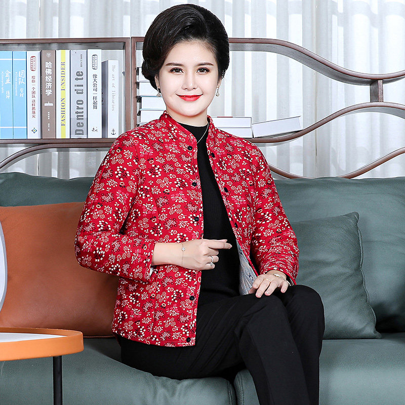 中老年驼绒棉袄女大码加厚大码妈妈装短款内穿棉衣轻便奶奶花棉服