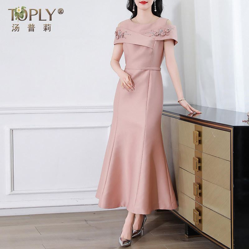 新款喜婆婆婚宴礼服裙正式场合连衣裙高级轻奢女装复古鱼尾连衣裙