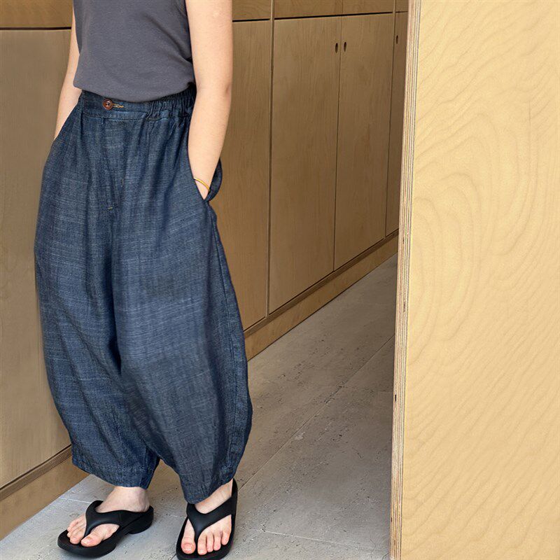 女童裤子夏季薄款儿童冰丝牛仔裤防蚊裤洋气宽松超好看夏装灯笼裤