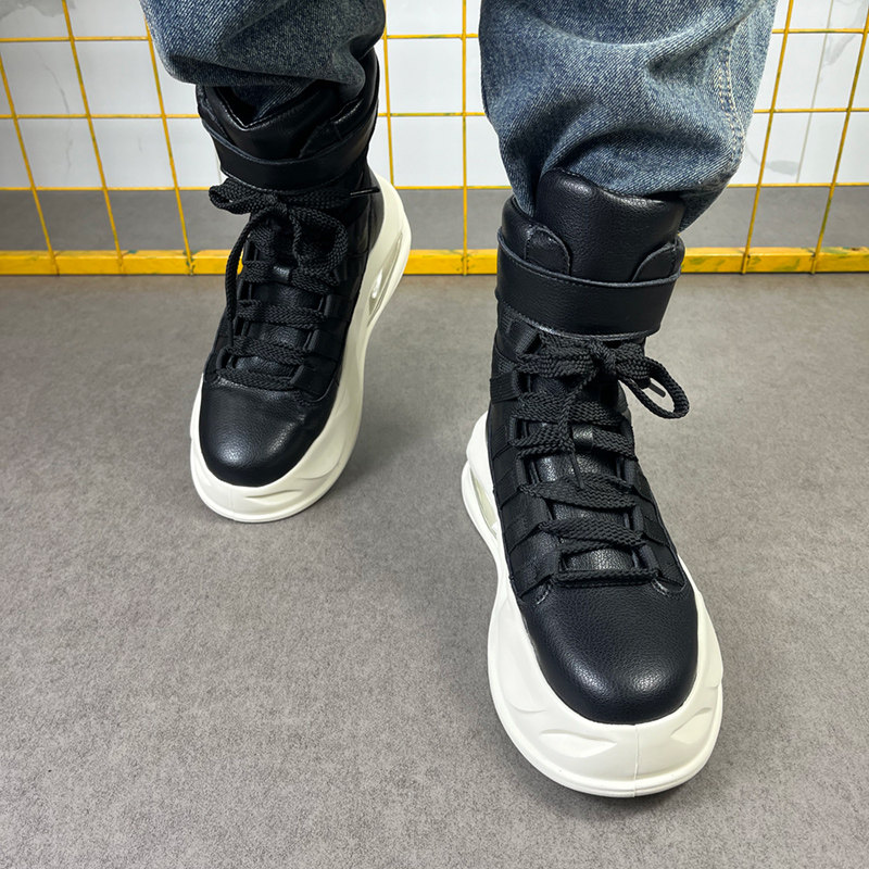 男士黑色高帮鞋秋季男款皮靴高筒个性百搭板鞋子韩版街头潮流男鞋
