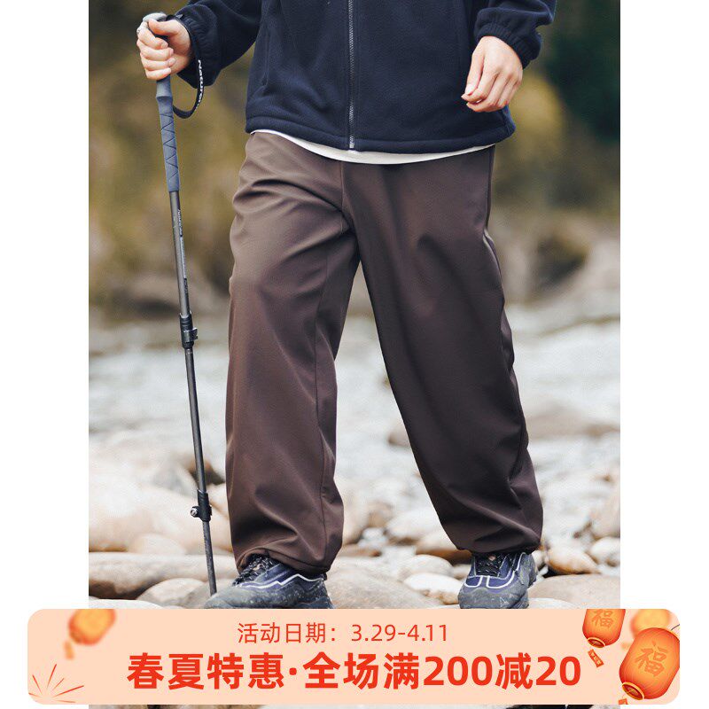 OW线上商店 男秋冬户外保暖加绒束脚长裤 机能防泼水工装直筒裤潮