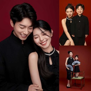 2024年新款影楼全家福主题服装新中式亲子装一家四口拍照摄影礼服