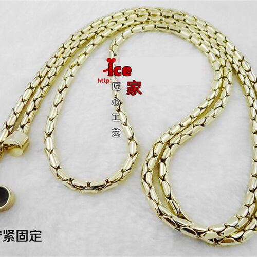 新款:浅金色全铜包链 包带包包链条带包链子蛇头包链条包带