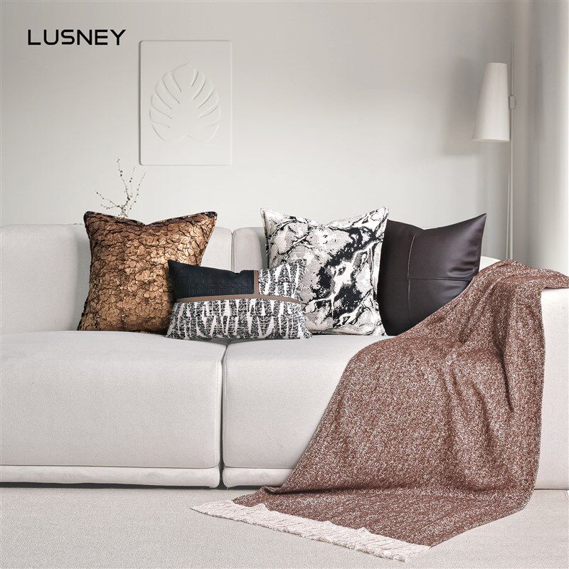 现代轻奢高级感沙发抱枕客厅样板间高端简约靠枕套床头背靠垫方枕