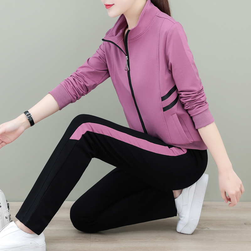 运动套装女春季2025新款大码时尚洋气胖妹妹显瘦两件套开衫休闲服