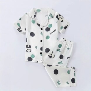 儿童夏天冰丝薄款睡衣0一1岁婴儿分体套装3女宝宝男童5春秋空调服