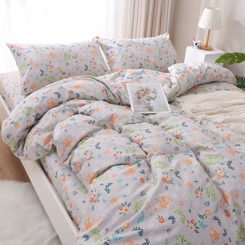【新品】四件套全棉可爱碎花v公主风田园床品4件套100纯棉加厚斜