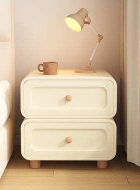 奶油风实木床头柜家用卧室床边柜现代简约儿童创意床头柜2.024新