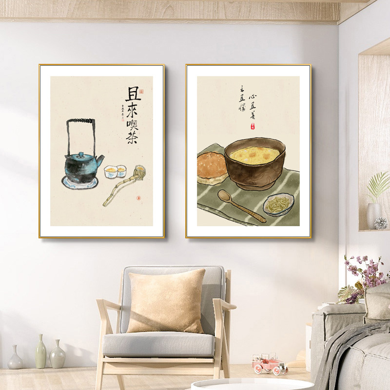 新中式客厅禅意装饰画现代餐厅书房挂画玄关过道墙画茶室意境壁画