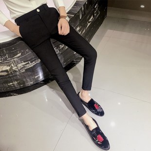 新款 九分休闲裤 发型师修身 9分裤 潮男网红紧身 弹力小脚裤 2023夏季