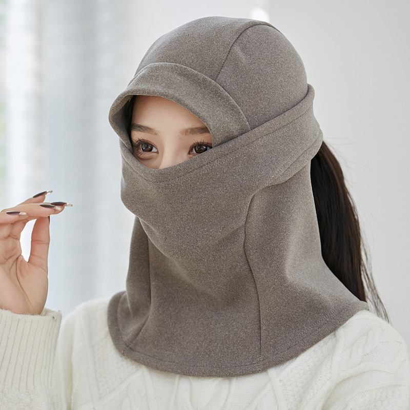 帽子女士秋冬2024新款防风保暖骑车面罩防寒护颈脖套围脖男一体帽